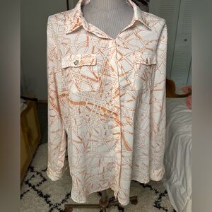 Karl Lagerfeld White and Orange Map Print Shirt